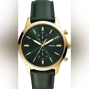 Fossil Gold-Tone Case with Deep Green Dial Chronograph Mens Watch